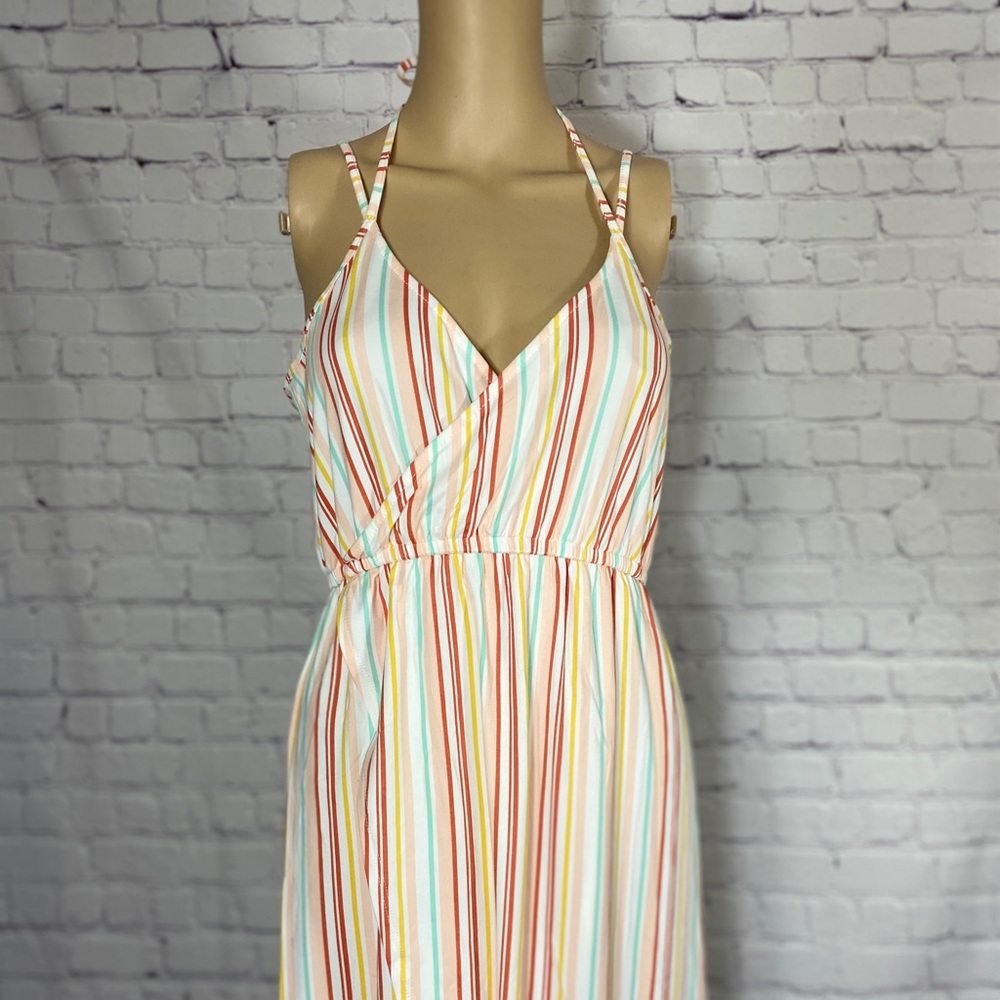 Soft, striped high low maxi dress